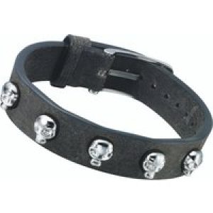 Police Unisex : “Wraith” Black Leather Watch – Silver – One Size