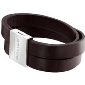 Police : “BACKLASH” BROWN LEATHER BRACELET – Silver – One Size