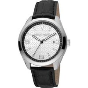 Roberto Cavalli RC5G048L0015 Mens Quartz Stainless Steel Silver Leather 10 ATM 42 mm Watch – Black – One Size