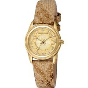 Roberto Cavalli Womens RC5L074L0025 Women Quartz Stainless Steel Champagne Leather 5 ATM 28 mm – Tan – One Size