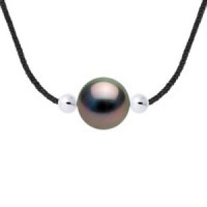 Diadema Womens – Necklace Black Nylon – Tahiti Pearl – Natural – One Size