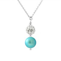 Diadema Womens - Necklace - White Crystal & Pearl - Love Jewelry Collection Silver Sterling - One Size - Image 2