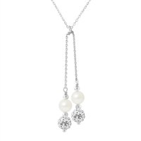 Diadema Womens - Freshwater Pearl Necklace - Love Jewelry Collection Silver Sterling - One Size - Image 2