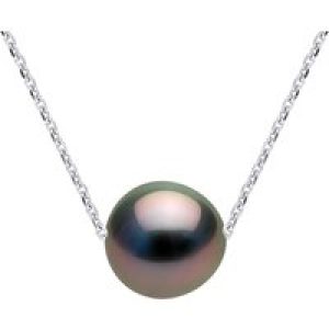 Diadema Womens – Necklace – Tahitian Pearl – Cable Chain Diamonds – Natural Silver – One Size