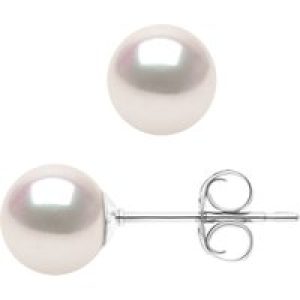 Diadema Womens – Earrings  True Japanese Akoya Cultured Pearl – Quality AA+ – White – One Size