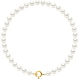 Diadema Womens – Bracelet – Real Freshwater Pearls – White – Yellow Gold – One Size