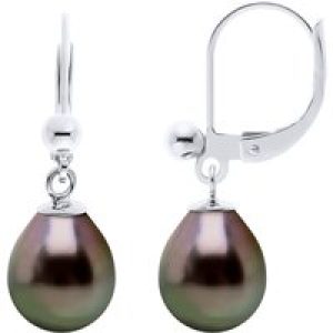 Diadema Womens – Earrings  Silver and Real Tahitian Pearls – Natural – One Size