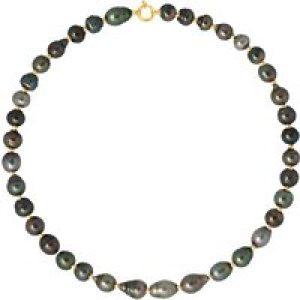 Diadema Womens – Necklace – Real Tahitian Pearls – Rainbow – Yellow Gold – Natural – One Size