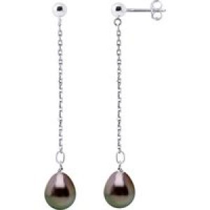 Diadema Womens – Earrings  Pending – Real Tahitian Pealrs and White Gold – Black Pearl – One Size