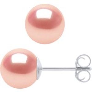 Diadema Womens – Earrings  White Gold and Real Freshwater Pearls – Pink – One Size