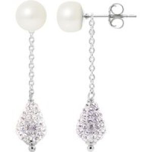 Diadema Womens – Earrings  Collection Crystal Pearl Silver Sterling – One Size