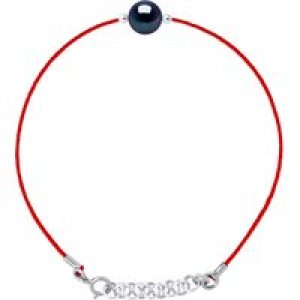 Diadema Womens – Bracelet – Red Nylon – Freshwater Pearl – Black Tahiti – One Size