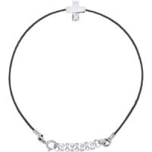 Diadema Womens – Bracelet – Black Nylon – Real Diamond – White – One Size