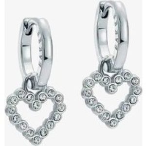 Ted Baker Amora Silver Tone Cubic Zirconia Halo Heart Huggie Hoop Earrings TBJ3835-01-02