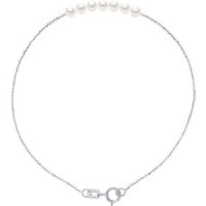 Diadema Womens – Bracelet – 7 Real Freshwater Pearls – Cable Chain in White Gold – One Size