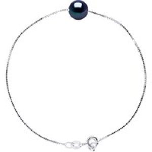 Diadema Womens – Bracelet – Real Freshwater Pearls – Black – White Gold – One Size