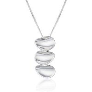 Silver Concave Pebble Drop Pendant