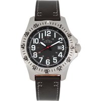 Elevon Mens Aviator Leather-Band Watch w/Date - Black Stainless Steel - One Size - Image 2