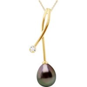Diadema Womens – Pendant – Yellow Gold and Tahitian Pearl – Natural – One Size