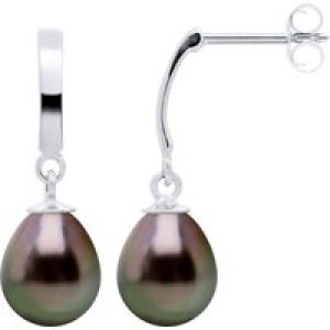 Diadema Womens – Earrings  White Gold and Real Tahitian Pearls – Natural – One Size