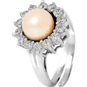 Diadema Womens – Prestige Ring with Freshwater Pearl – Pure White Collection Silver Sterling – One Size