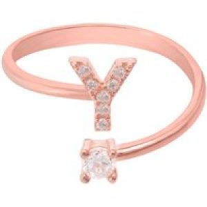 Latelita Womens Initial Ring Rosegold Y – Pink Sterling Silver – One Size
