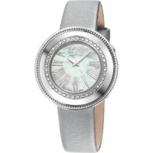 Gevril WoMens Gandria Swiss Diamond White MOP Dial, Genuine Italian Made Satin Watch – Silver – One Size