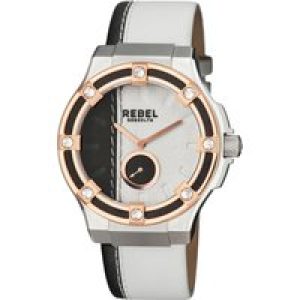 Rebel WoMens Flatbush White/Black Dial Leather Watch – One Size