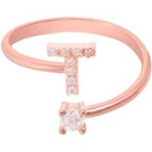 Latelita Womens Initial Ring Rosegold T – Pink Sterling Silver – One Size