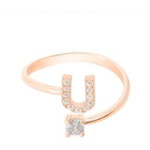 Latelita Womens Initial Ring Rosegold U – Pink Sterling Silver – One Size