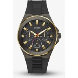 Guess Mens Dashboard Black & Gold Tone Rubber Strap Watch GW0799G1