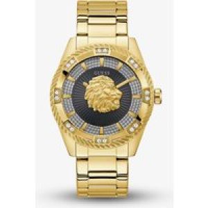 Guess Mens Beast Gold Plated Crystal Lion Dial Watch GW0783G1
