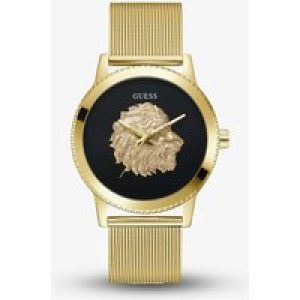 Guess Mens Monarch Gold Tone Lion Mesh Bracelet Watch GW0702G1