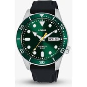 Lorus Mens Green Dial Black Rubber Strap Watch RL455AX9