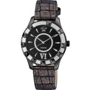 Gv2 Venice Womens Swiss Quartz Diamond Black MOP Dial Leather Watch Stainless Steel – One Size