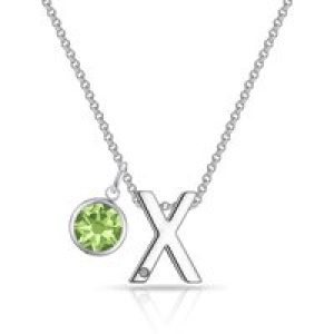 Initial X Necklace with Birthstone Charm Created with Zircondia® Crystals