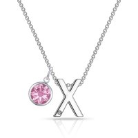 Initial X Necklace with Birthstone Charm Created with Zircondia® Crystals - Image 2