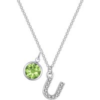Pave Initial U Necklace with Birthstone Charm Created with Zircondia® Crystals - Image 2