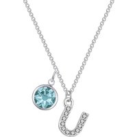 Pave Initial U Necklace with Birthstone Charm Created with Zircondia® Crystals - Image 2