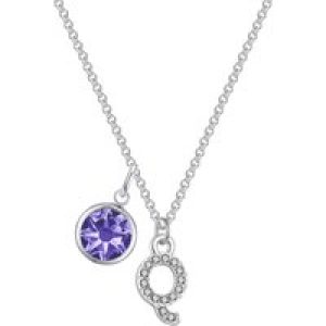 Pave Initial Q Necklace with Birthstone Charm Created with Zircondia® Crystals