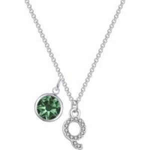 Pave Initial Q Necklace with Birthstone Charm Created with Zircondia® Crystals