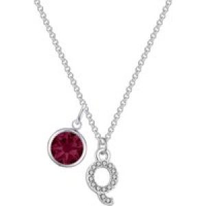 Pave Initial Q Necklace with Birthstone Charm Created with Zircondia® Crystals