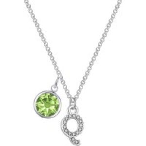 Pave Initial Q Necklace with Birthstone Charm Created with Zircondia® Crystals