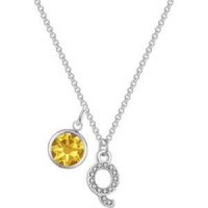 Pave Initial Q Necklace with Birthstone Charm Created with Zircondia® Crystals