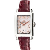 Gevril WoMens Super Mini White Dial Calfskin Leather Watch - Burgundy - One Size - Image 2