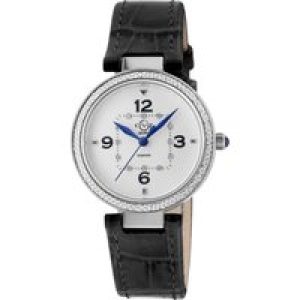 Gevril GV2 WoMens Piemonte Swiss Quartz Diamond White dial, Genuine Black Italian Handmade Leather Watch – One Size