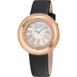 Gevril WoMens Gandria Swiss Diamond White MOP Dial, Genuine Italian Made Satin Watch – Black – One Size
