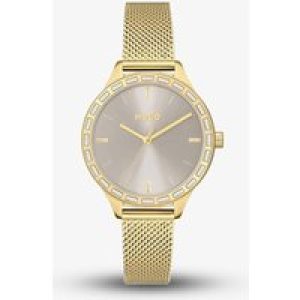 HUGO Ladies #Flash Gold-Plated Mesh Stainless Steel Watch 1540116