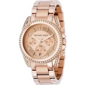 Michael Kors Womens MK5263 Ritz Rose Gold Plated Crystal Set Chronograph Bracelet Watch – One Size