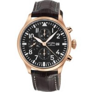 Gevril Mens Vaughn Chronograph Brown Leather Swiss Automatic ETA 7750 Watch – One Size